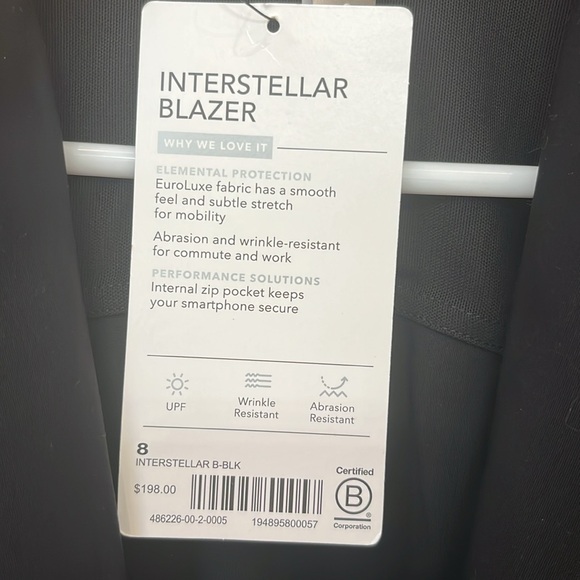 ATHLETA Interstellar Blazer Black NWT 8 - Picture 4 of 9